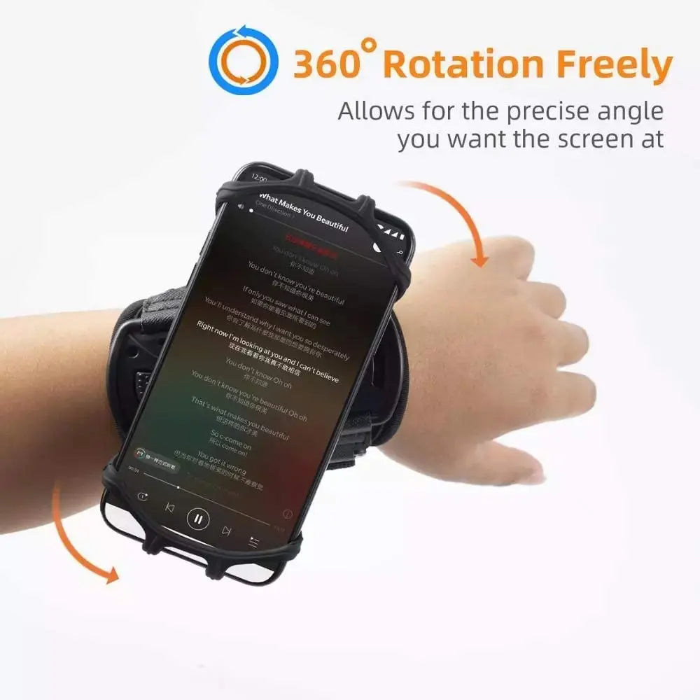 Running Wristband Phone Holder 360°Rotation Detachable Sports Armband with Key Holder for iPhone Samsung Xiaomi Huawei Phone