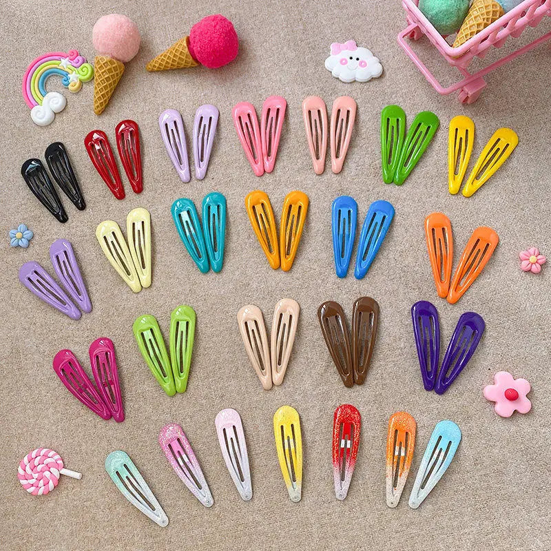 Colorful Hair Clips for Women Girls Fashion Solid BB Hair Clips Kids Snap Metal Barrettes Hairpins Clip Bobby Pin Hair Accessory