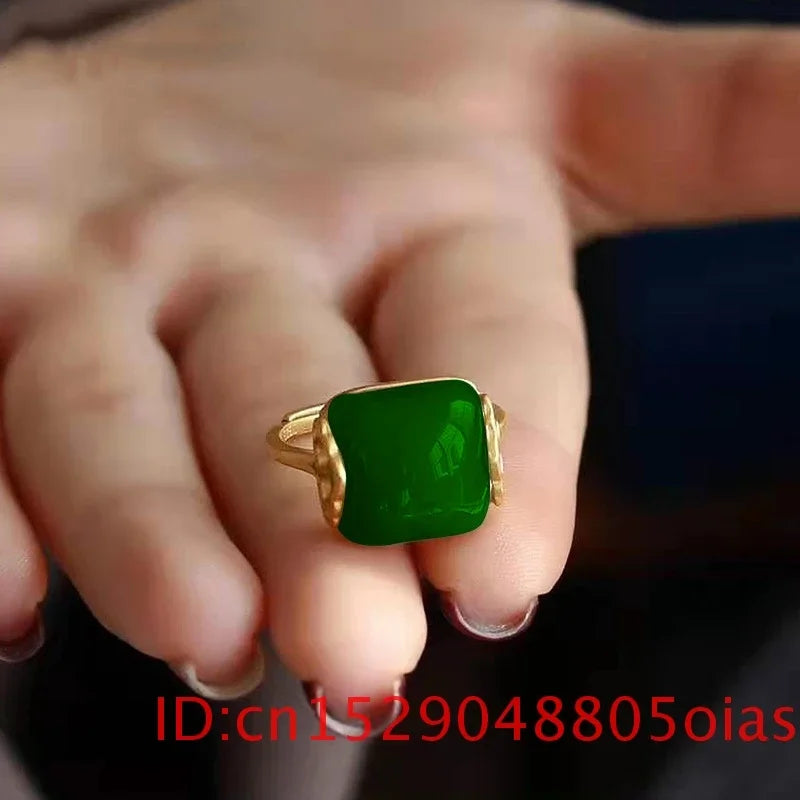 Natural Hetian Jade Ring Fashion Jewelry 925 Silver Chalcedony for Amulet Women Gifts