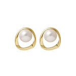 Load image into Gallery viewer, Imitation Pearl Earring for Women Gold Color Round Stud Earrings Korean Delicate Irregular Design Unusual 2023 Fashion Jewelry
