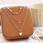 Load image into Gallery viewer, Senior Love Heart Star Multi-layered Crystal Pendant Necklace for Women Charm Gold Color Stainless Steel Choker Chain Jewelry
