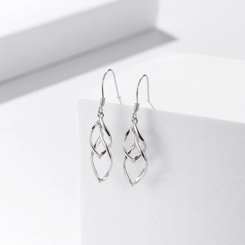 Fanqieliu 925 Silver Needle Fashion Jewelry Double Hollow Leaf Drop Earrings For Women New FQL23506