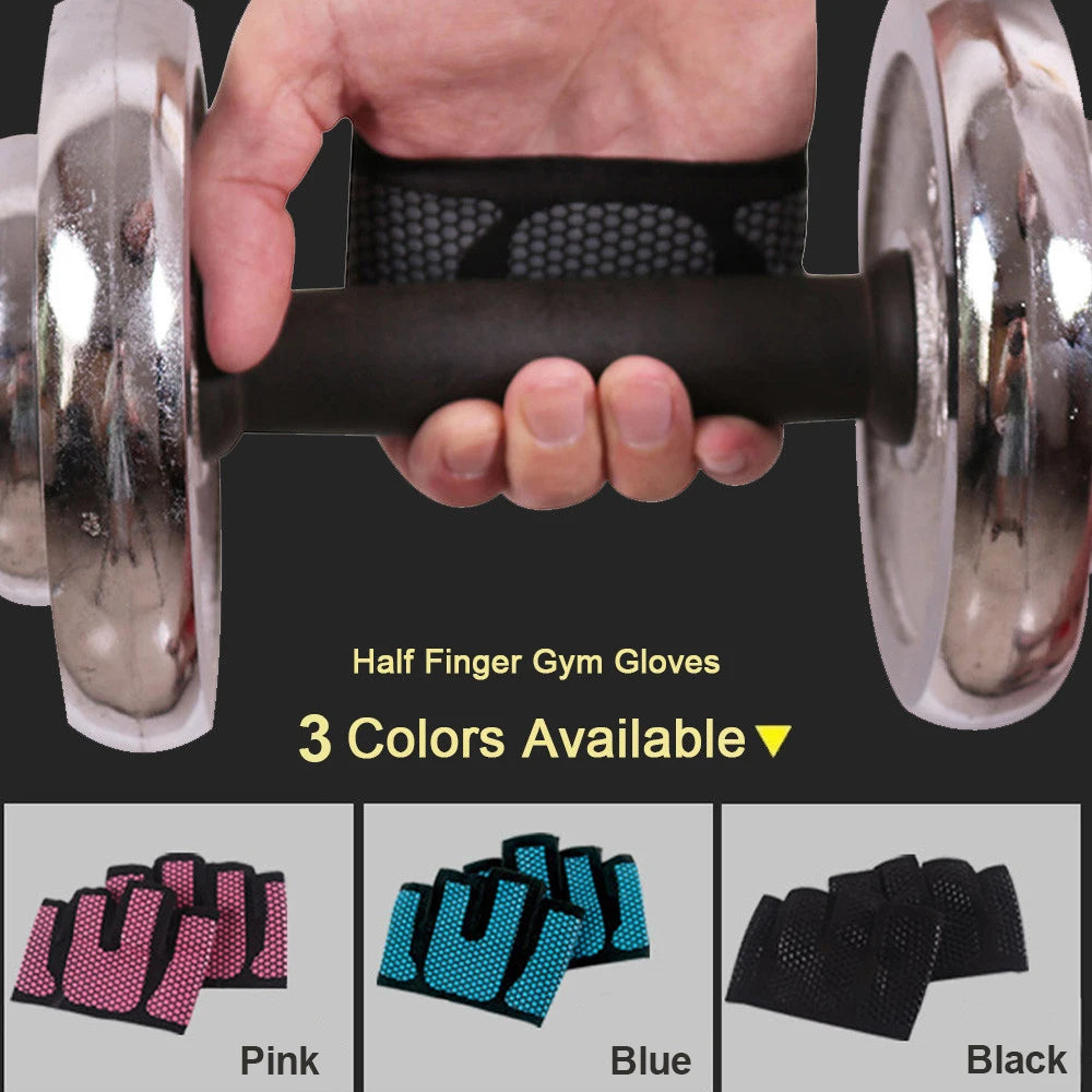 Gym Fitness Half Finger Gloves Men Women Anti-Slip Silicone Workout Glove Pull Up Power Weight Lifting Grips Hand Plam Protector