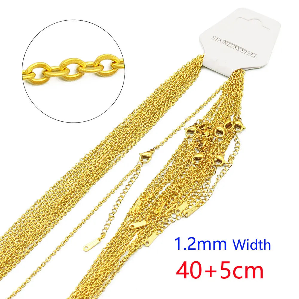 10pcs/Lot 316 Stainless Steel Cable Link Rolo O Chain for DIY Jewelry Making Choker Necklace Silver Color Gold Color Women