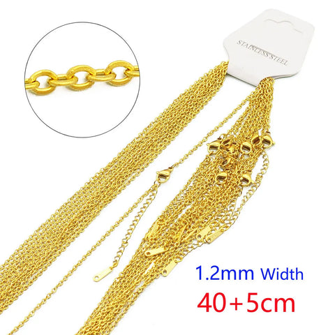 10pcs/Lot 316 Stainless Steel Cable Link Rolo O Chain for DIY Jewelry Making Choker Necklace Silver Color Gold Color Women