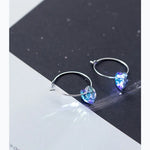 Load image into Gallery viewer, Anglang Heart Gradient Blue Purple Crystal 925 Sterling Silver Hoop Earrings for Women Female Trendy Party Fine Jewelry YEA365
