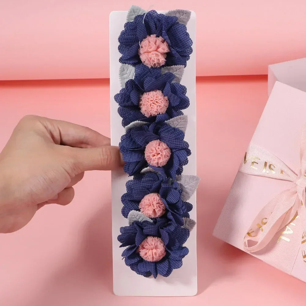 5/3Pcs Children Handmade Chiffon Petals Poppy Flower Hair Clips Rolled Rose Fabric Hair Flowers for Kids Girls Hair Accessories