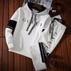 Mens Tracksuit High Quality Fashion Hooded Sweatshirt Sweatpants Casual Trend Print Pullover Classic Black White Jogging Clothes