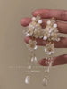 White Best Selling Women's French Tassel Stud Earrings Flower