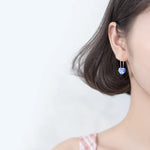 Load image into Gallery viewer, Anglang Heart Gradient Blue Purple Crystal 925 Sterling Silver Hoop Earrings for Women Female Trendy Party Fine Jewelry YEA365
