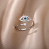 Lucky Turkish Blue Evil Eye Rings For Women Open Adjustable Stainless Steel Ring 2024 Trend Wedding Band Couple Jewelry Gift