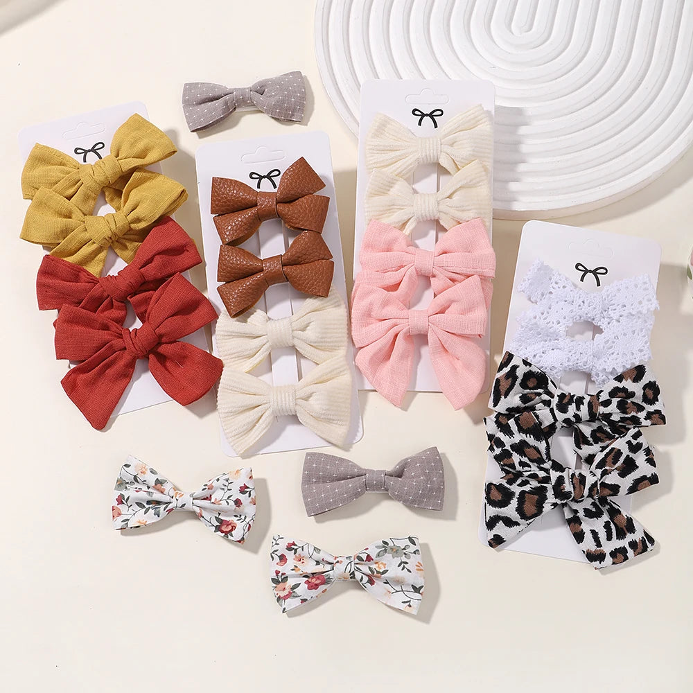 4PCS/Set New Girls Leopard Hairpins Kids Sweet Hair Clips Barrettes Lovely Hair Bows Children Cute Baby Hair Accessories