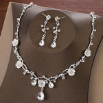 Load image into Gallery viewer, Fashion Flower Crystal Costume Jewelry Rhinestone Choker Necklace Earrings Set For Women Tiaras Crown Wedding Jewelry
