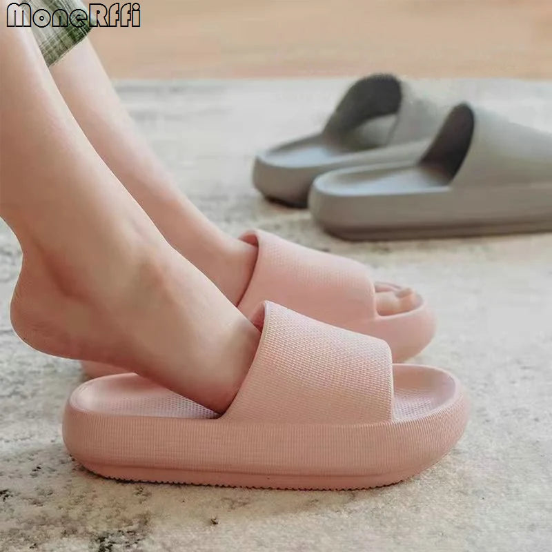 Summer Slippers Men Thick Sole Beach Slides Women Bathroom Anti-Slip Slipper Soft Sandals Fashion Flip-Flops Ultra-Light Shoes