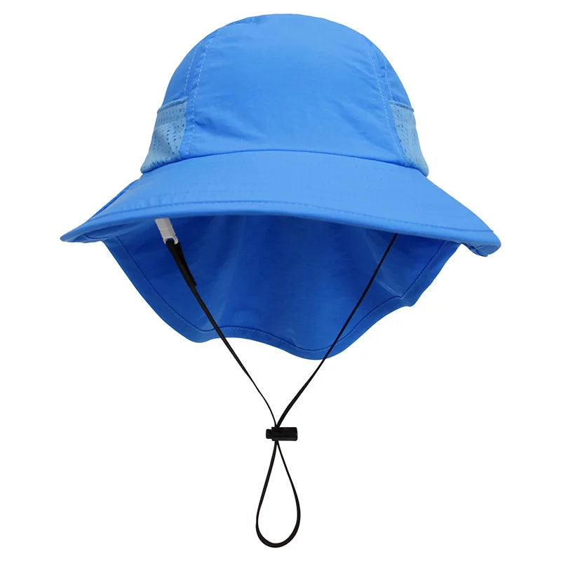 Summer Mesh Shawl Hat for Baby UV Protection Kids Bucket Hats with Windproof Rope Adjustable Light Breathable Beach Accessories