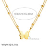 DIEYURO 316L Stainless Steel Golden Bead Butterfly Double-layer Necklace Bracelet Suit Women 2024 New TrendNon-fadingjewelry Set