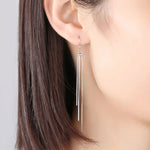 Load image into Gallery viewer, Fanqieliu 925 Silver Needle New Woman's Fashion Jewelry Long Multi Piece Chain Drop Earrings FQL23533
