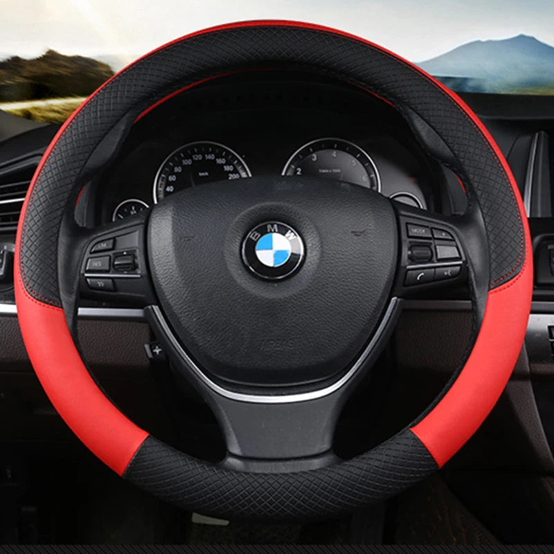 High Quality Micro Fiber Leather Steering Wheel Cover Fit 98% Car Models 37-38cm Interior details Car Accessories Auto Goods