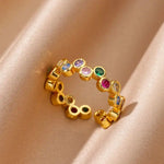 Load image into Gallery viewer, Colorful Tiny Round Rings For Women Stainless Steel Gold Color Adjustable Wedding Couple Ring Luxury Aesthetic Jewlery Gift 2024
