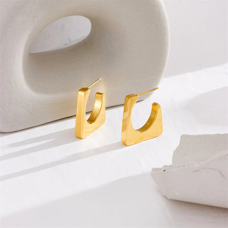 DIEYURO 316L Stainless Steel Round Wide Hoop Earrings For Women Fashion Gold Color Girls Body Jewlery Party Gift Bijoux серьги