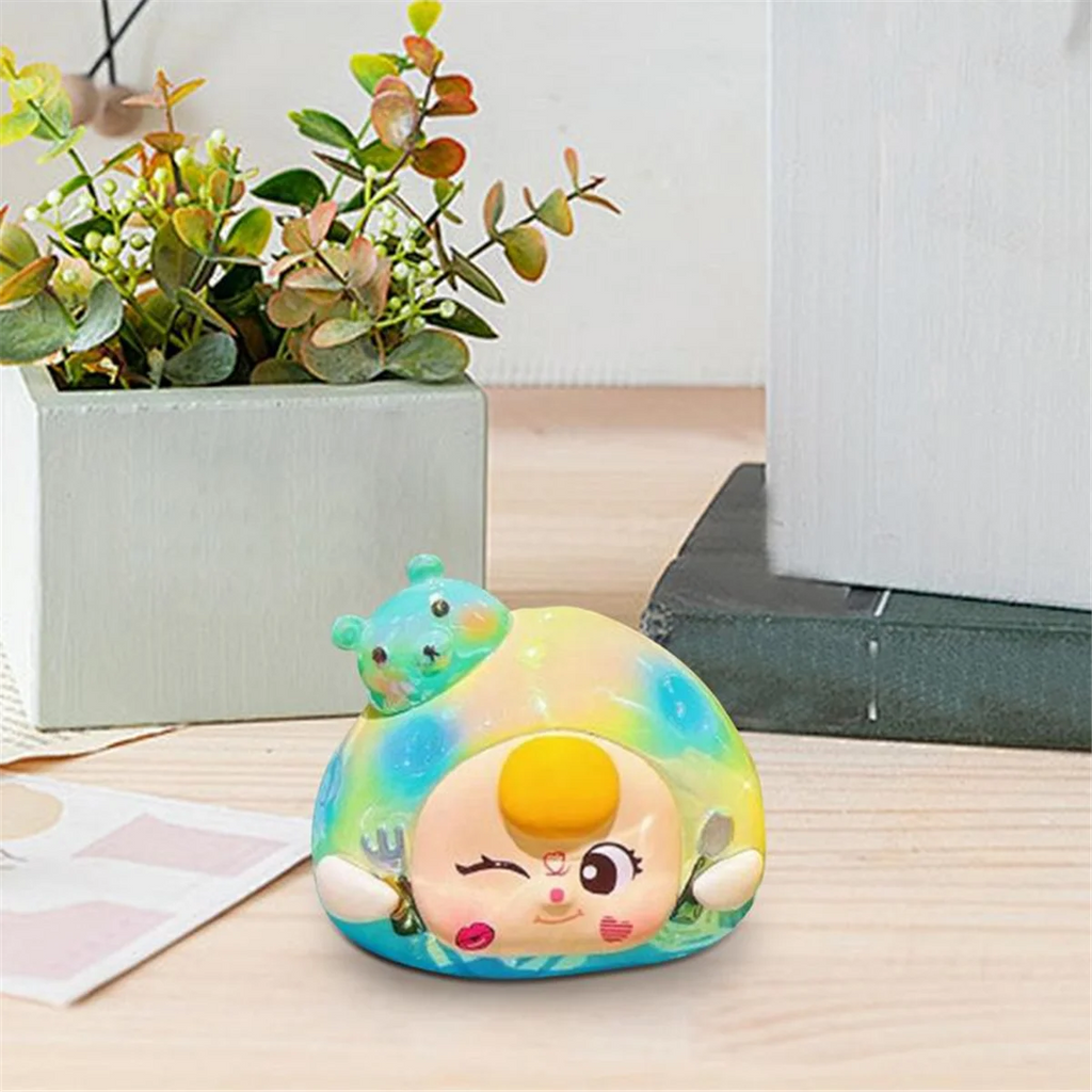 Cartoon Statue Decor Adorable Animal with Food Outfit Toys Room Desktop Decoration Novelty Statue for Home