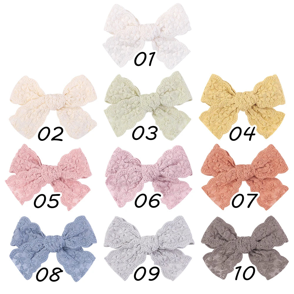 1pcs Embroidery Bowknot Safe Hair Clips for Girls Boutique Bows Hairpins Cute Barrettes Headwear Kids Baby Hair Accessories