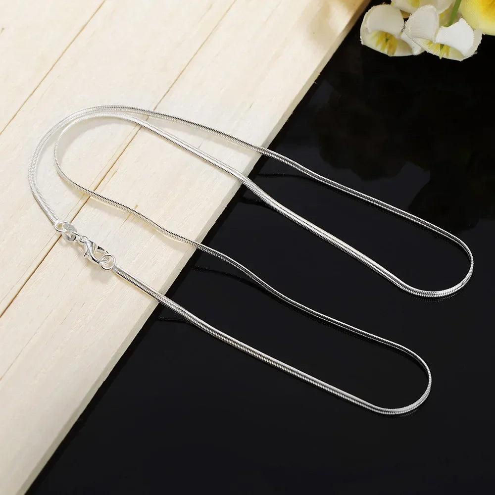 40-75cm Length 925 Sterling Silver Necklace 2MM Charms Wedding Party Flat Snake Chain  Cute for Women Men Fashion Fit Pendant