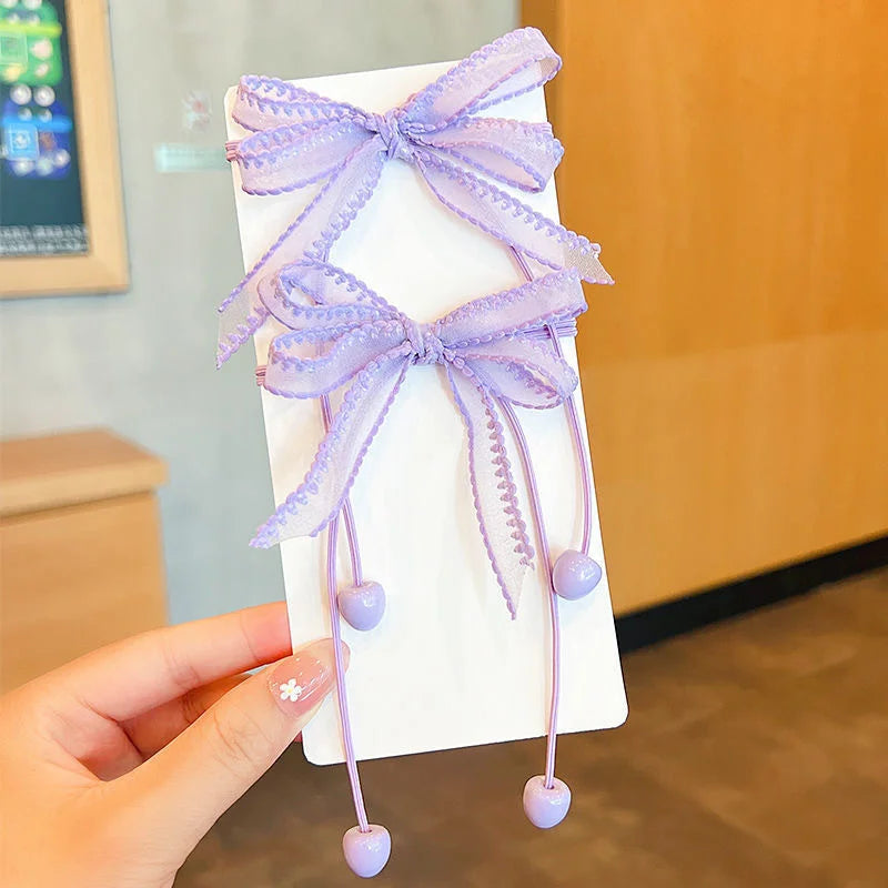 2PCS New Cartoon Series Girls Cute Kids Elastic Hair Bands Children Hair Ties Princess Hair Accessories Baby Headwear