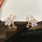 Load image into Gallery viewer, Korean Style Crystal Flower Stud Earrings For Women Sweet Flower Imitation Pearl Zircon Rhinestone Earring Party Jewelry Gifts
