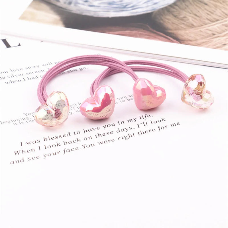 2PCS New Cute Princess Seven Color Double Head Headwear Kids Elastic Hair Bands Children Ropes Girls Accessories Baby Headdress
