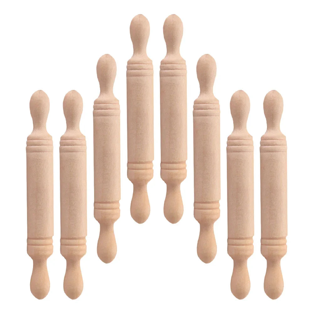 8 Pcs Shiwan Rolling Stick Home Decor Tiny Kid's Kitchen Tools Wooden Mini House Adornment Kitchenware Child Accessory Sticks