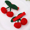 2Pcs Cute Knitted Cherry Hair Clip Handmade Side Bangs Hairpins Kids Barrettes Cartoon Baby Headwear Hair Accessories