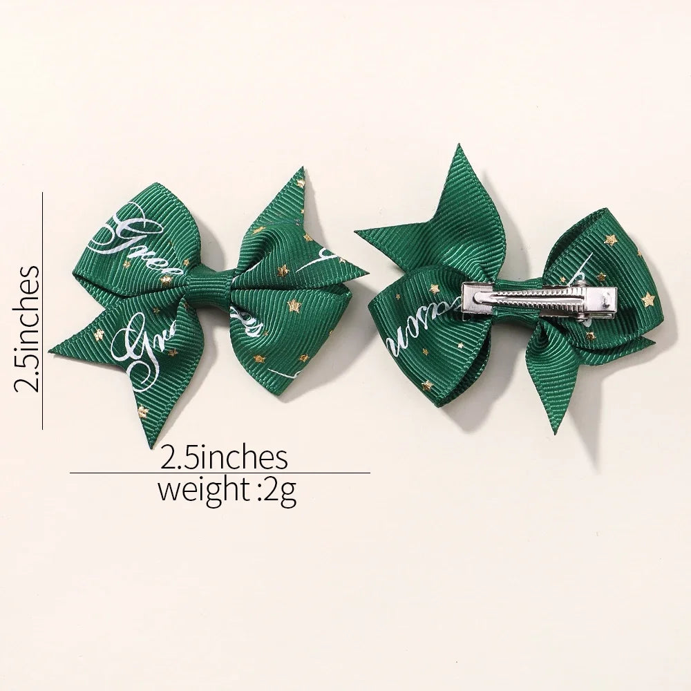 6/8pcs/set Christmas Bows New Year Party Decor Hair Bows for Girl Kids Hair Christmas Decorations Supplies Baby Hair Accessories