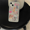 Korean Cute Glitter Cat Cloear Phone Case For iPhone 15 14 13 12 11 Pro Max X XS XR 7 8 Plus SE 3 Lovely Shockproof Soft Cover