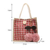 Retro Braided Pattern Jute Tote Bag Large Capacity Grocery Bag Women Handbag Beach Organizer Portable Shopping Bag Lunch Bag