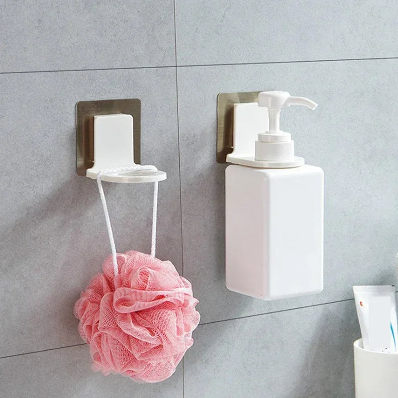 Wall Mounted Self-Adhesive Shampoo Bottle Shelf Liquid Soap Shower Gel Organizer Hook Holder Shelves Hanger Bathroom Accessories