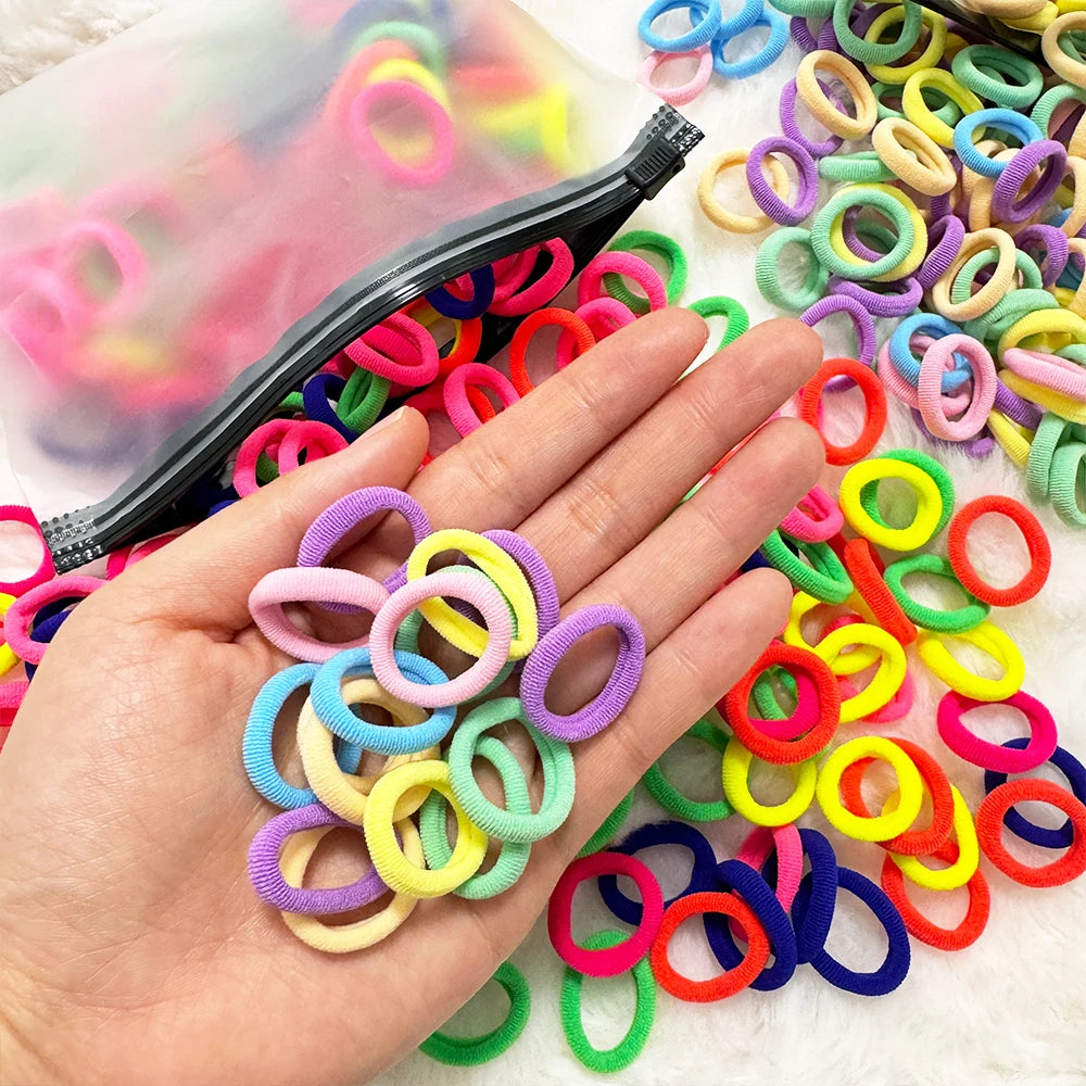 50/100/300Pcs Ealstic Basic Nylon Hair Ties for Girls Ponytail Hold Scrunchie Rubber Band Kid Fashion Hair Band Accessories