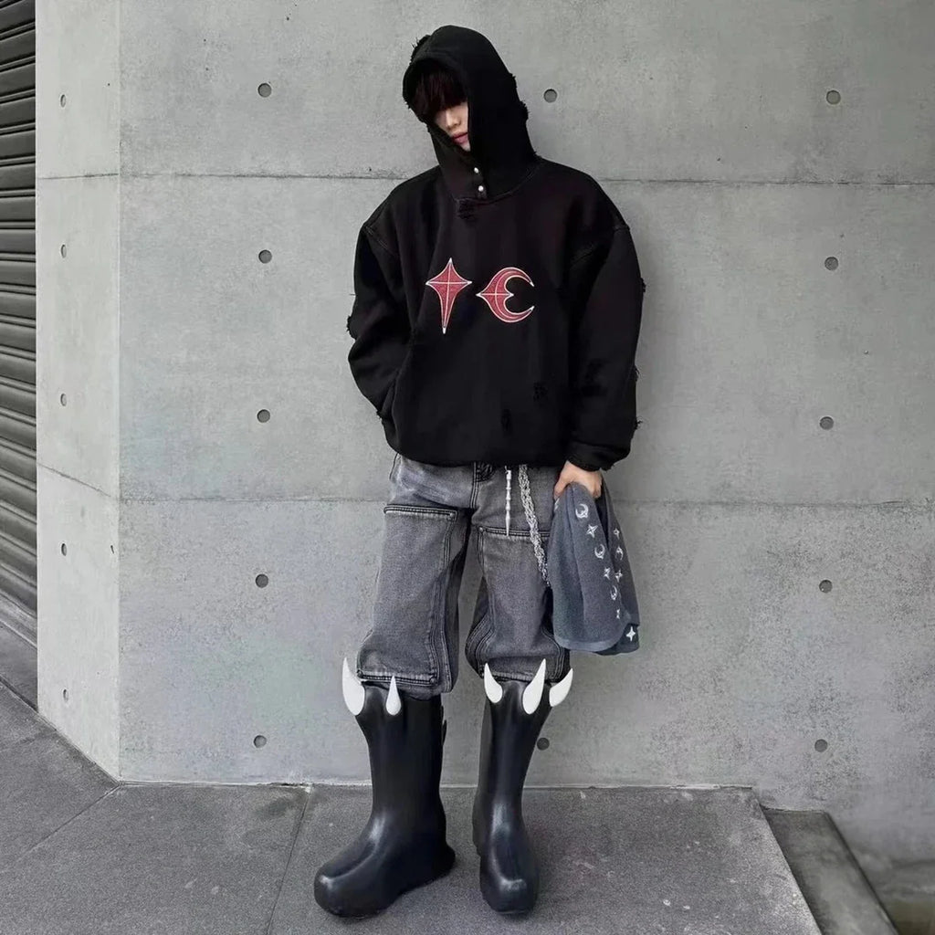 Yao888 THUG CLUB Fashion Luxury Brand High Quality Hooded Men Tops Streetwear Vintage Oversize HipHop Pullover Hoodies For Men