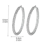 Load image into Gallery viewer, Silver Color Big Round Circle Sparkling Crystal Rhinestone Hoop Earrings for Women Statement Wedding Earrings Prom Gift
