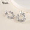 ZAKOL Fashion Leaf AAA Zircon Wedding Jewelry Sets For Women Party Gift Sliver Color Crystal Earrings Necklace Set Wholesale