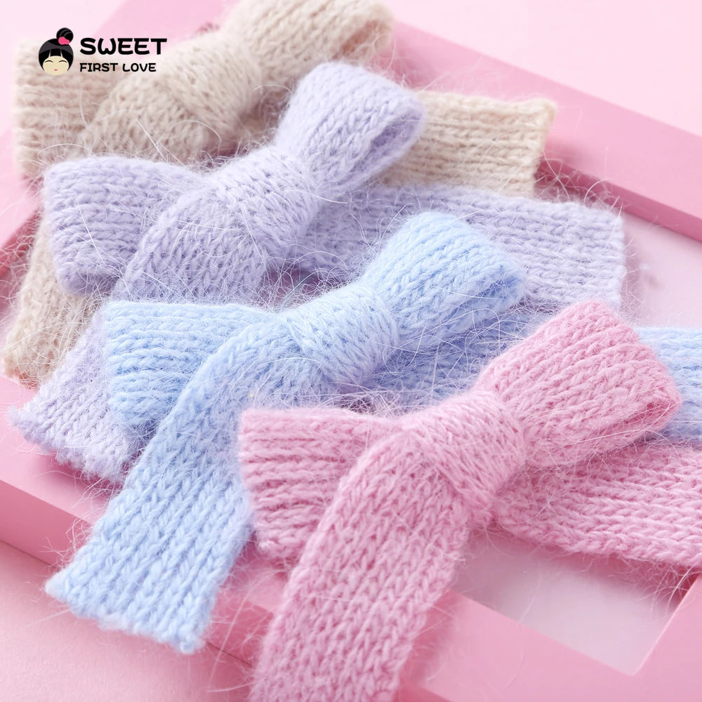 Wool Knit Hair Bows Cute Hairpins Girls BB Clips Sweet Hair Clips Barrettes Solid Clip Kids Headwear Fashion Hair Accessories