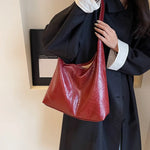 Load image into Gallery viewer, Soft PU Leather Quality Underarm Bag Vintage Wine Red Ladies Shoulder Bag Commuter Large Handbag 2pcs Women's Versatile Tote Bag
