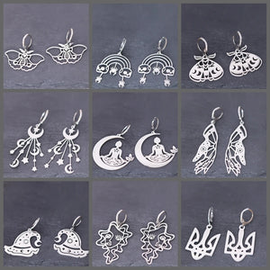 Stainless Steel Meditation Yoga Witch Hat Pendant Hoop Earrings Evil Eye Earrings For Women Girls Vintage Jewelry Birthday Gift