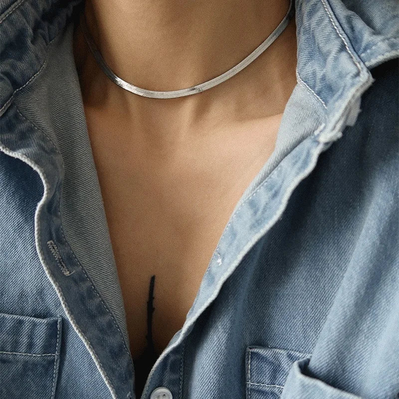 Stainless Steel Clavicle Chain Necklace For Women Snake Bone Chain Charm Choker Boho Fashion Jewelry Gift Trendy Accessories