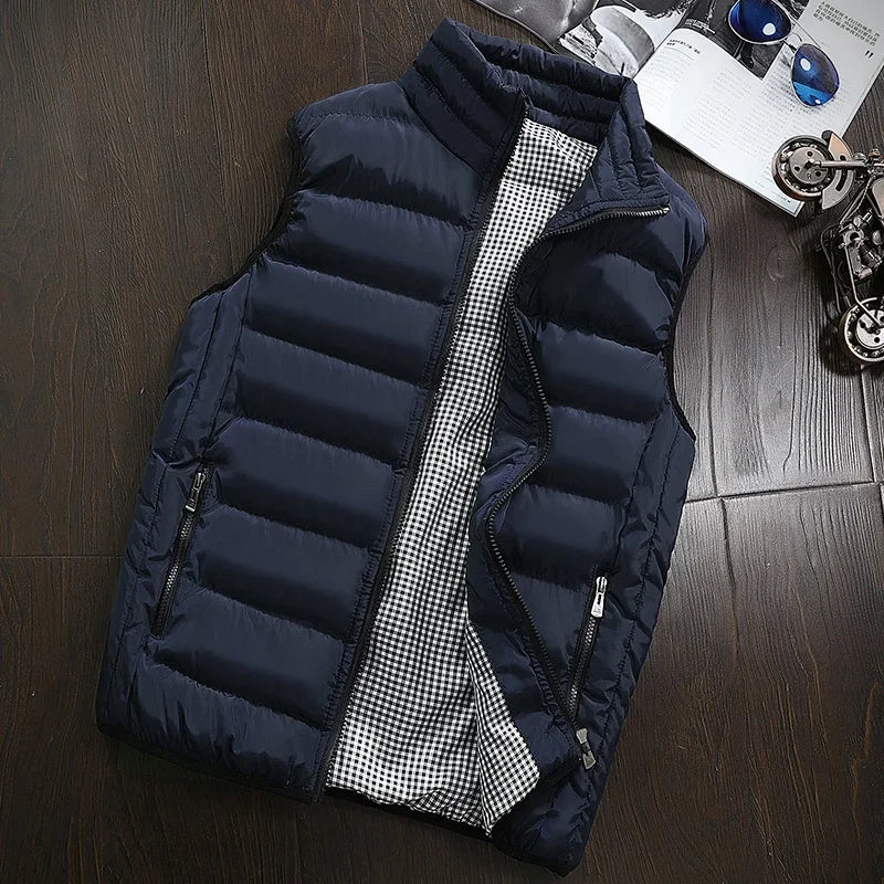 Autumn Casual Sleeveless Vest Men Jacket 2024 Fashion Warm Windproof Cotton Coat Male Winter High Quality Clothing Men Waistcoat