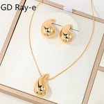 Load image into Gallery viewer, 2PCS Water Drop Earring Necklace Jewelry Set for Women Delicate Gold-plated CCB Metal Fashion Jewelry Accessories
