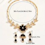 Load image into Gallery viewer, 3 Pcs Fashion Jewelry Set Luxurious Rhinestone Crystal Flower Earrings Elegant Women's Banquet Wedding Accessories Necklace Set
