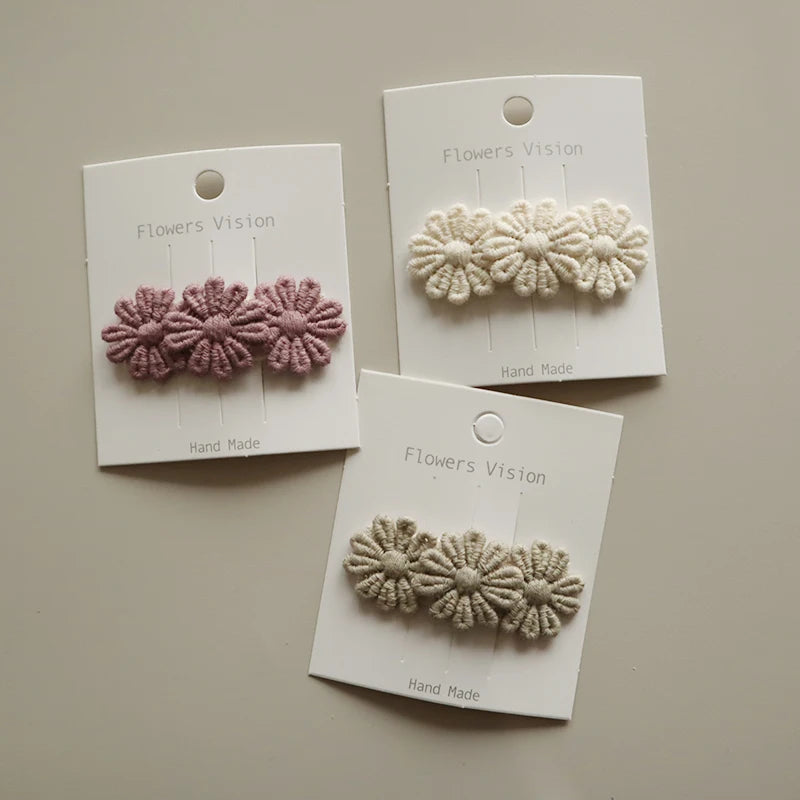 Cute Baby Girl Hair Clips Cotton Lace Triple Flowers Kids Hair Accessories  Princess Barrette Spring Korean Style Hairpins
