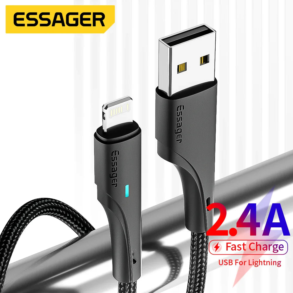 Essager USB Cable For iPhone 14 13 12 11 Pro Max XR XS 8 7 Plus Cable Fast Charging Cable for iPhone Charger Cable USB Wire Cord