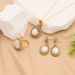 Load image into Gallery viewer, Natural Baroque Pearl Inlaid Water Diamond Women's Jewelry Set Necklace Earrings Ring Ladies Exquisite Jewelry
